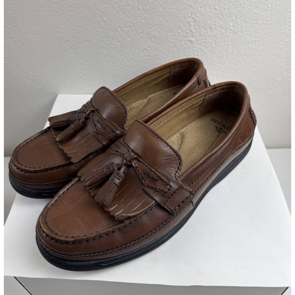 Dockers Sinclair Kiltie Tassel Loafers Mens Brown Leather Slip On Shoes Sz 10.5 - Picture 3 of 9